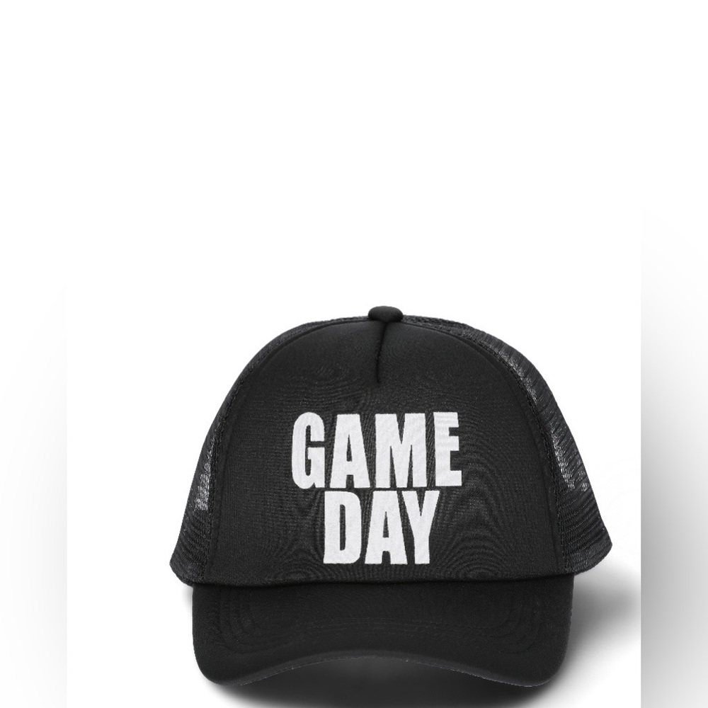 No Boundaries Black Mesh Trucker Hat wWhite "GAME DAY" Lettering NEW IN PACKAGE